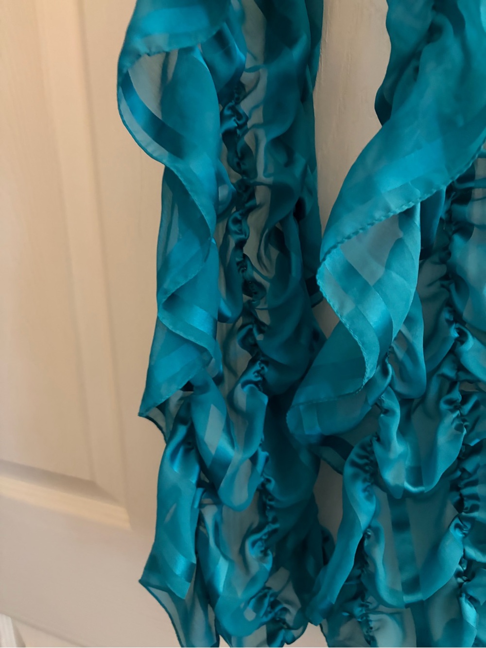 Turquoise Ruffled Chiffon Scarf - Picture 4 of 6